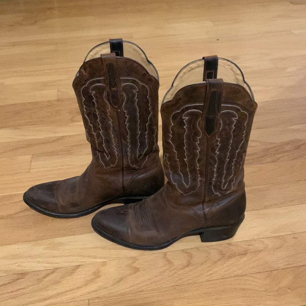 J. B. Dillon mens brown leather cowboy boots